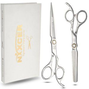 NIXCER PROFESSIONAL SERIES SWORD HAIR CUTTING AND THINNING SCISSORS (SILVER)